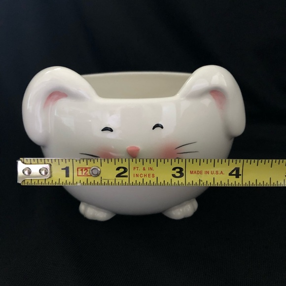 Blossoms & Blooms Bunny Rabbit Bowl Planter White & Pink - Spring Easter Decor - Picture 7 of 11